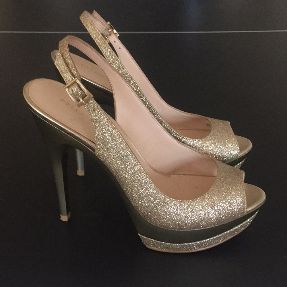 Gold peep toes